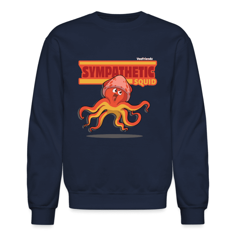 Sympathetic Squid Character Comfort Adult Crewneck Sweatshirt - navy