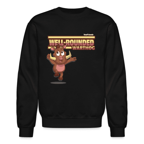 Well-Rounded Warthog Character Comfort Adult Crewneck Sweatshirt - black