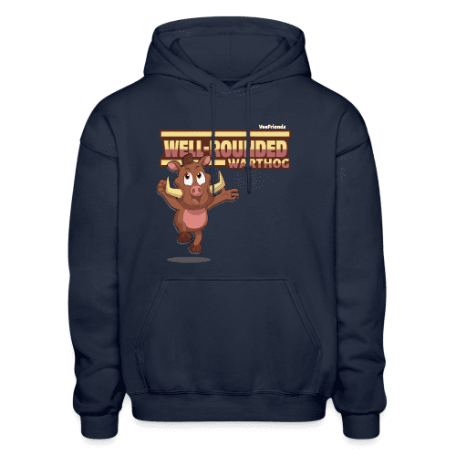 Well-Rounded Warthog Character Comfort Adult Hoodie - navy