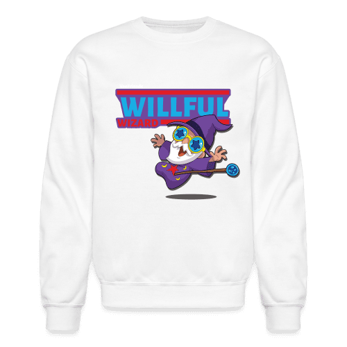 Willful Wizard Character Comfort Adult Crewneck Sweatshirt - white