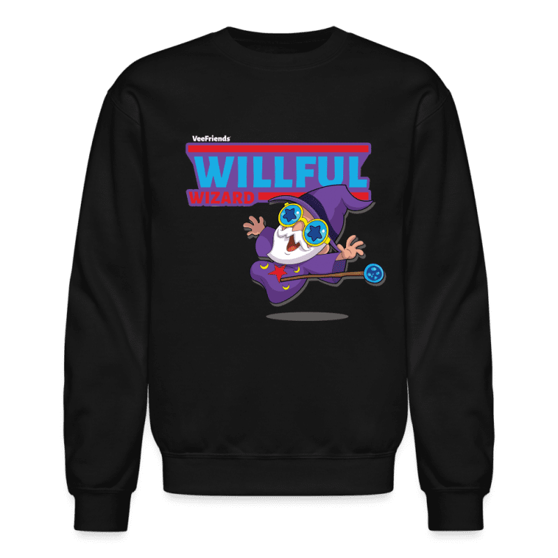 Willful Wizard Character Comfort Adult Crewneck Sweatshirt - black