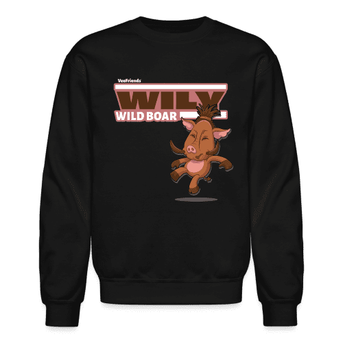 Wily Wild Boar Character Comfort Adult Crewneck Sweatshirt - black