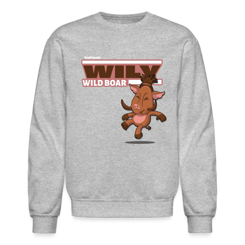 Wily Wild Boar Character Comfort Adult Crewneck Sweatshirt - heather gray