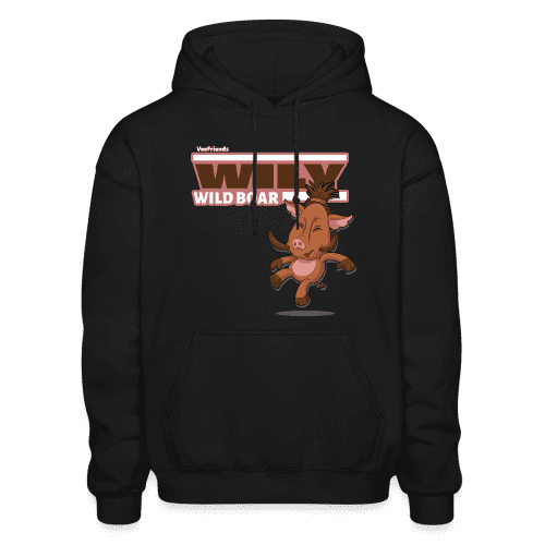 Wily Wild Boar Character Comfort Adult Hoodie - black