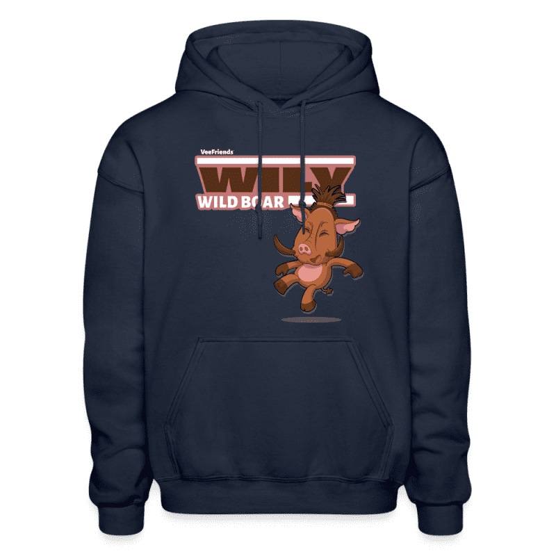 Wily Wild Boar Character Comfort Adult Hoodie - navy