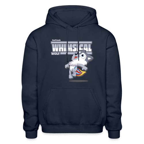 Whimsical Wolf Character Comfort Adult Hoodie - navy