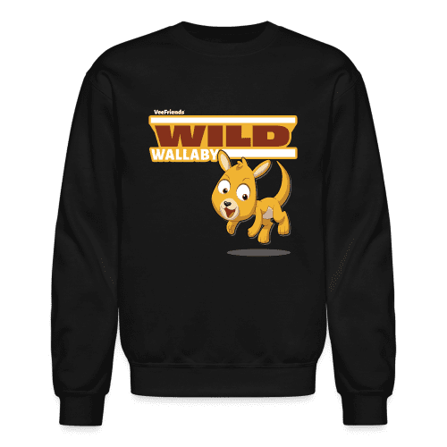 Wild Wallaby Character Comfort Adult Crewneck Sweatshirt - black