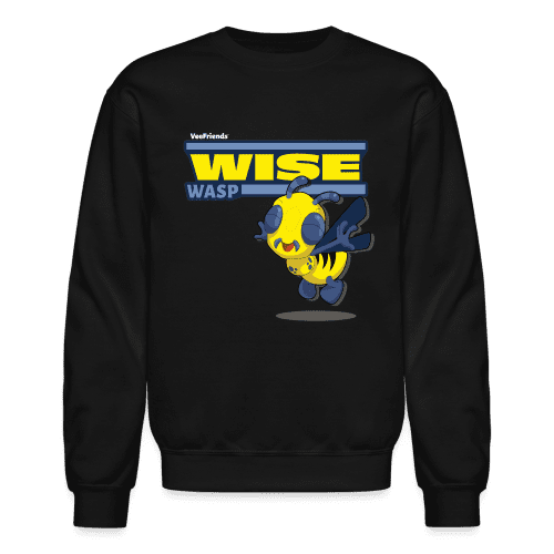 Wise Wasp Character Comfort Adult Crewneck Sweatshirt - black