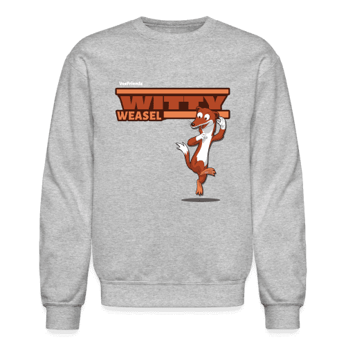 Witty Weasel Character Comfort Adult Crewneck Sweatshirt - heather gray