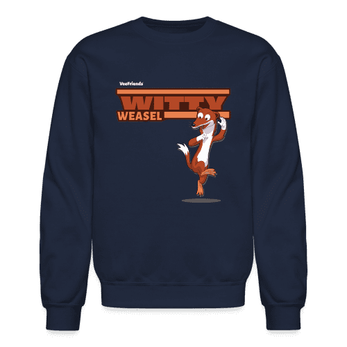 Witty Weasel Character Comfort Adult Crewneck Sweatshirt - navy