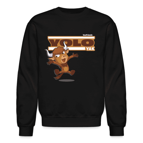 Yolo Yak Character Comfort Adult Crewneck Sweatshirt - black