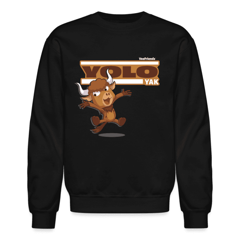 Yolo Yak Character Comfort Adult Crewneck Sweatshirt - black