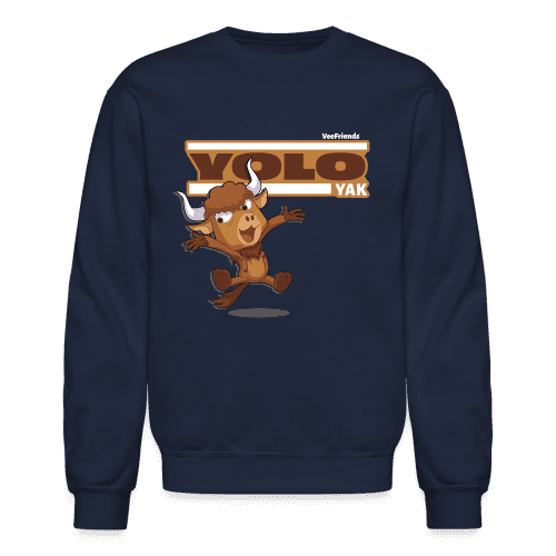 Yolo Yak Character Comfort Adult Crewneck Sweatshirt - navy