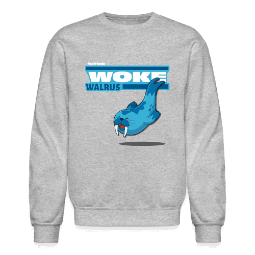 Woke Walrus Character Comfort Adult Crewneck Sweatshirt - heather gray