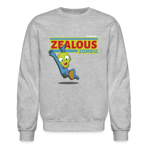 Zealous Zombie Character Comfort Adult Crewneck Sweatshirt - heather gray