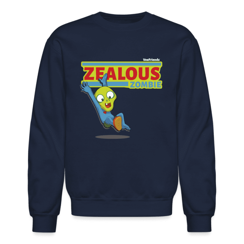 Zealous Zombie Character Comfort Adult Crewneck Sweatshirt - navy